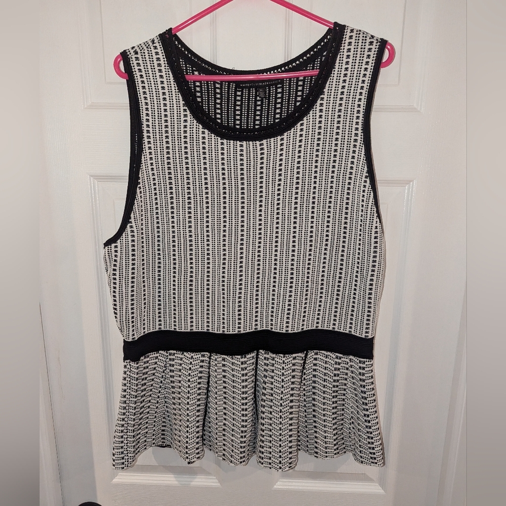 Black and White Peplum Cami